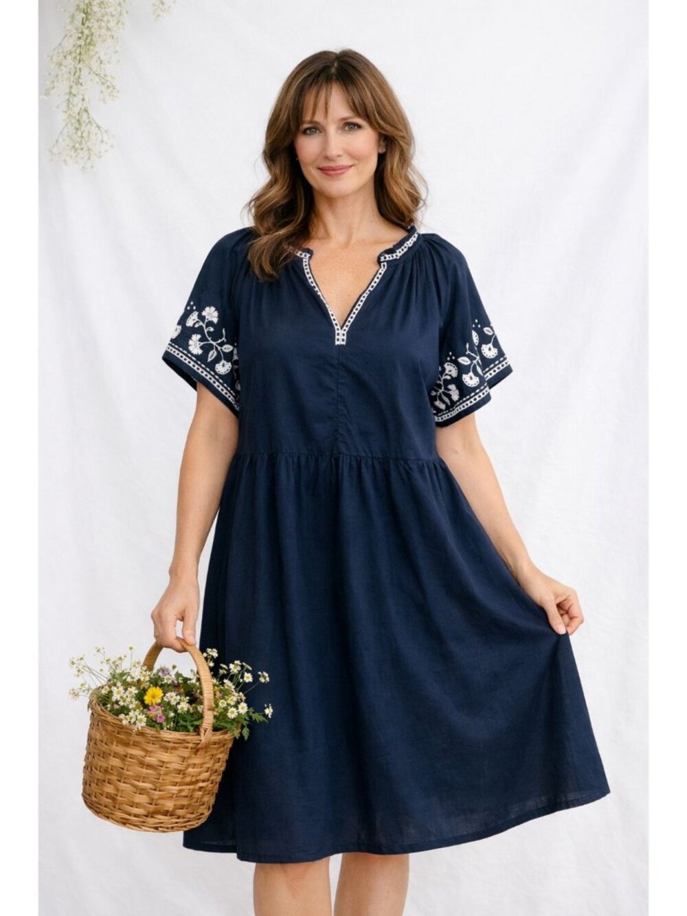 Old Navy Black Womens L S/S Cottage Core Peasant Boho Swing Dress Pockets Spring